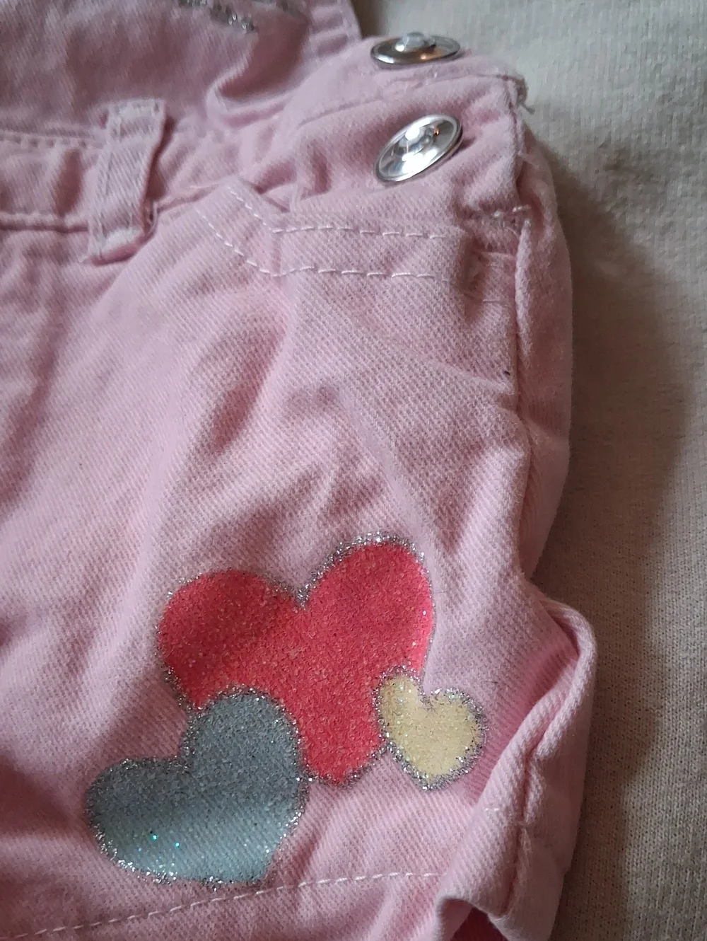 Pink Bunny Embroidered Baby Girl Short Overalls 0/3 Months